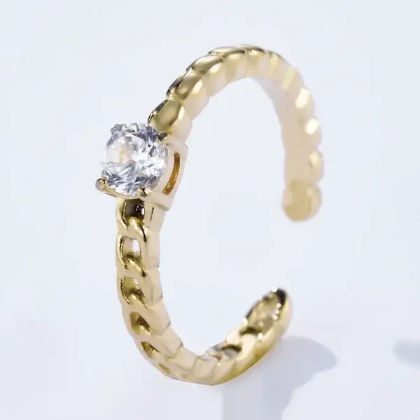 55. Ring - Chain with Stone - RVS - Goud