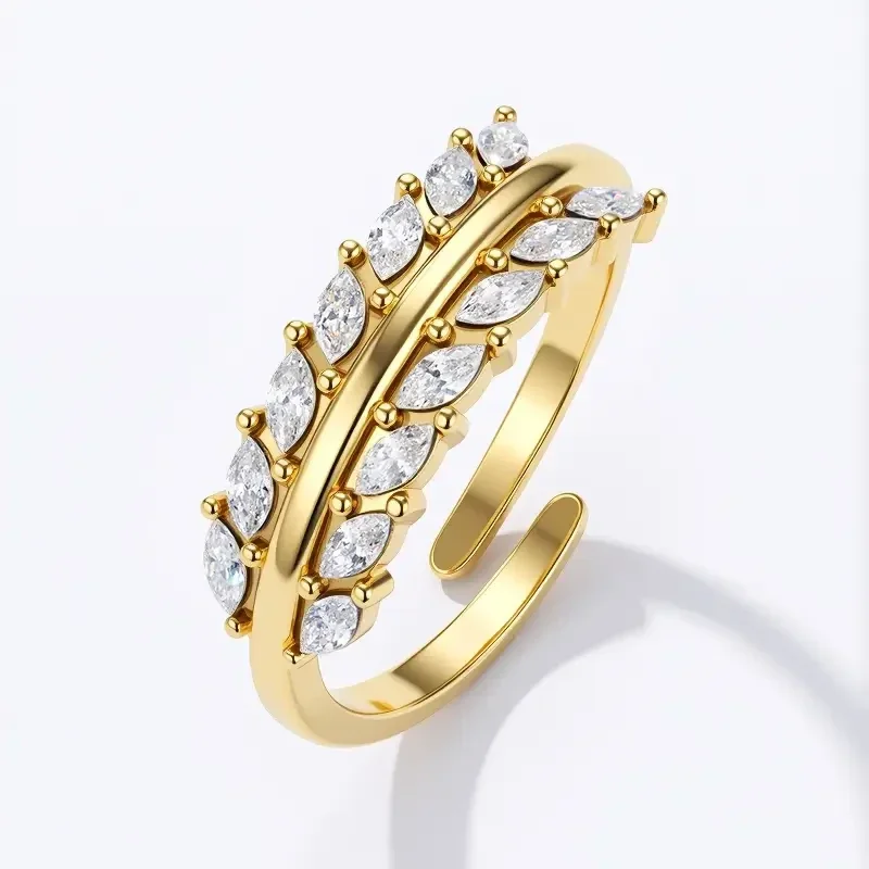 31. Ring - Leaf Stones - RVS - Goud