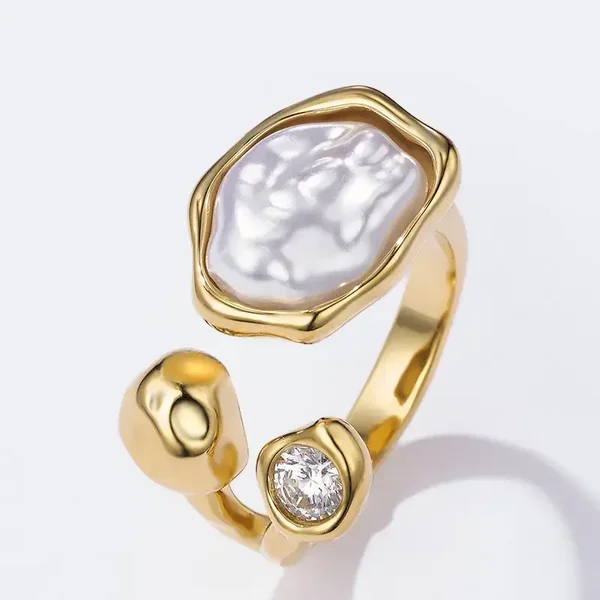 24. Ring - Trinity Pearl - RVS - Goud