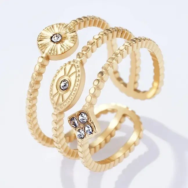 26. Ring Trinity Stones - RVS - Goud