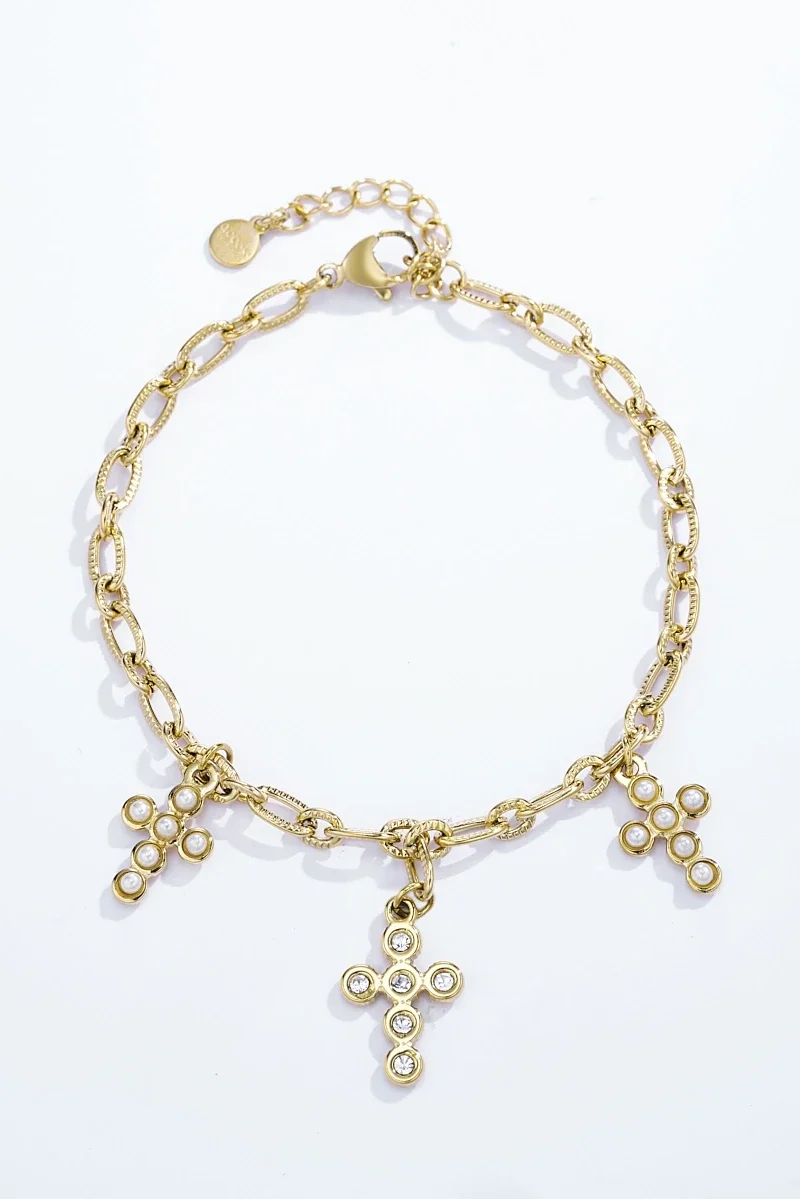 14. Armband - Crosses - RVS - Goud