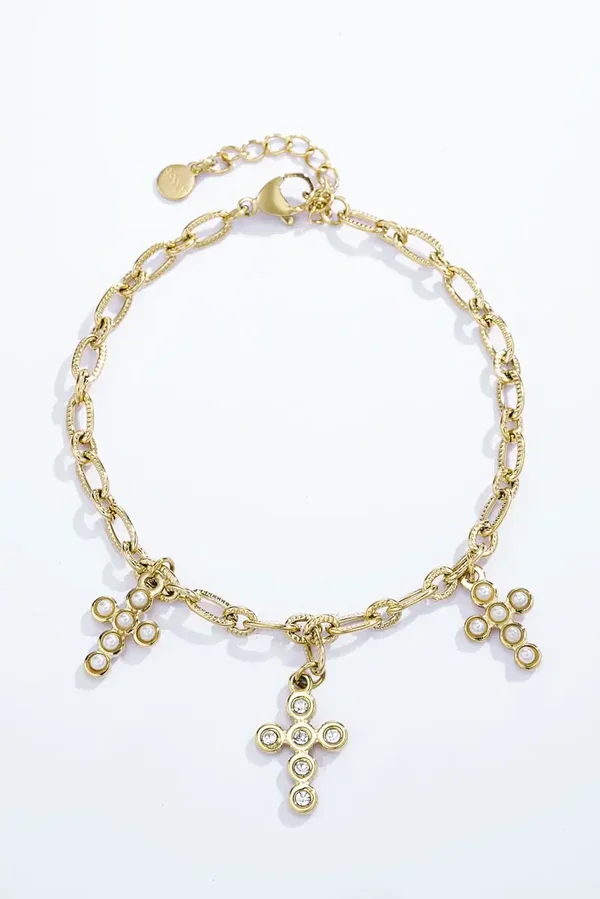 14. Armband - Crosses - RVS - Goud