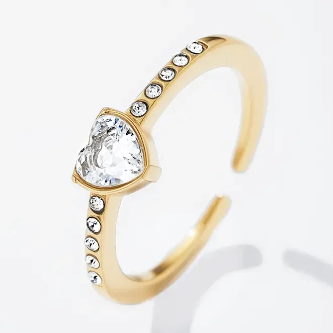 06. Ring - Heart Stone - RVS - Goud