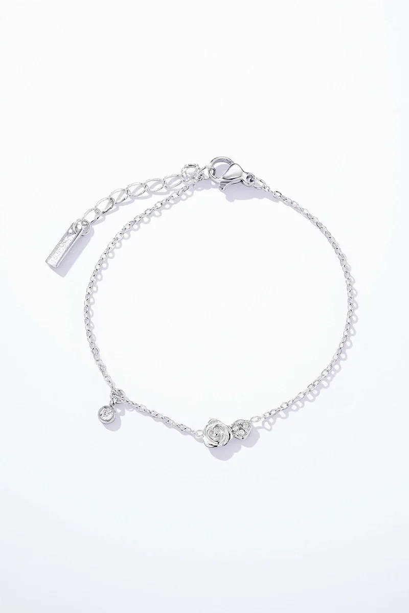 08. Armband - Flower & Heart - RVS - Zilver