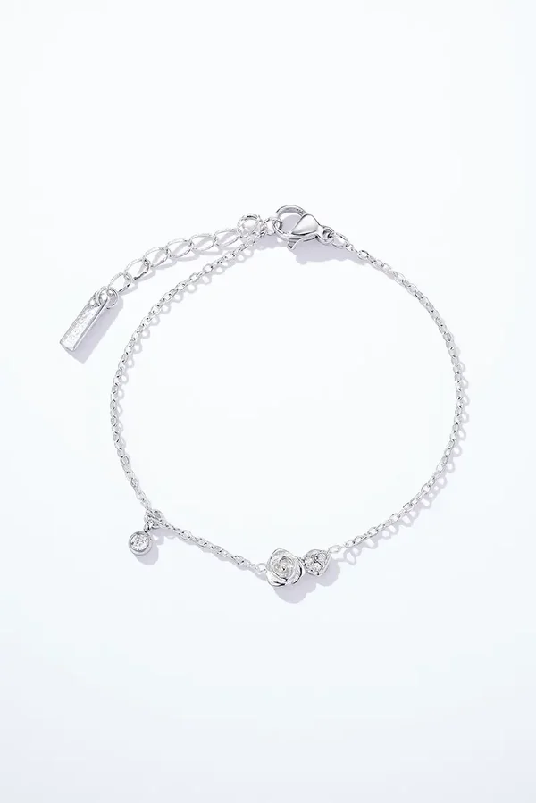 08. Armband - Flower & Heart - RVS - Zilver
