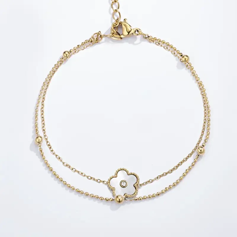 02. Armband - Klaver - RVS - Goud