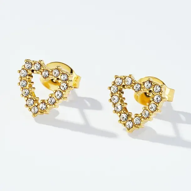 07. Oorbellen - Hearts & Stones - RVS - Goud