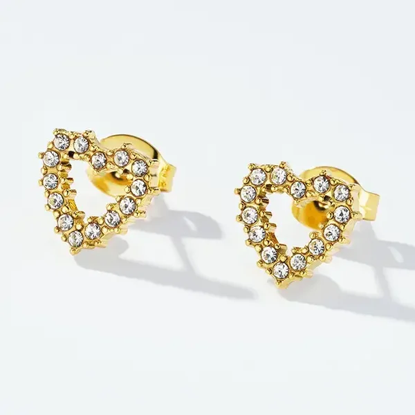 07. Oorbellen - Hearts & Stones - RVS - Goud