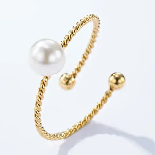 10. Ring - Pearl Wire - RVS - Goud