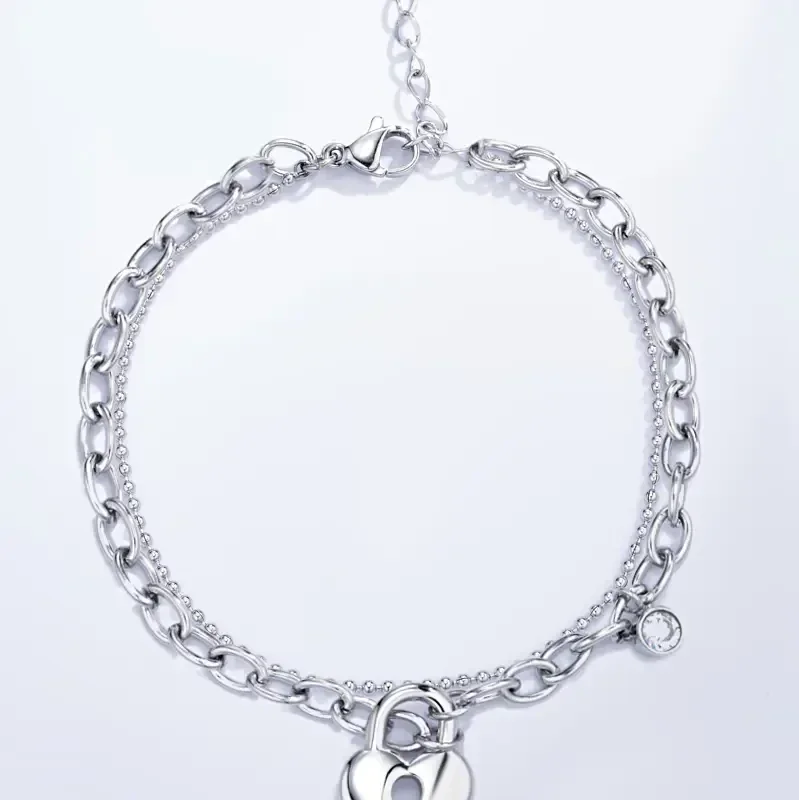 09. Armband - Heart Locket double - RVS - Zilver