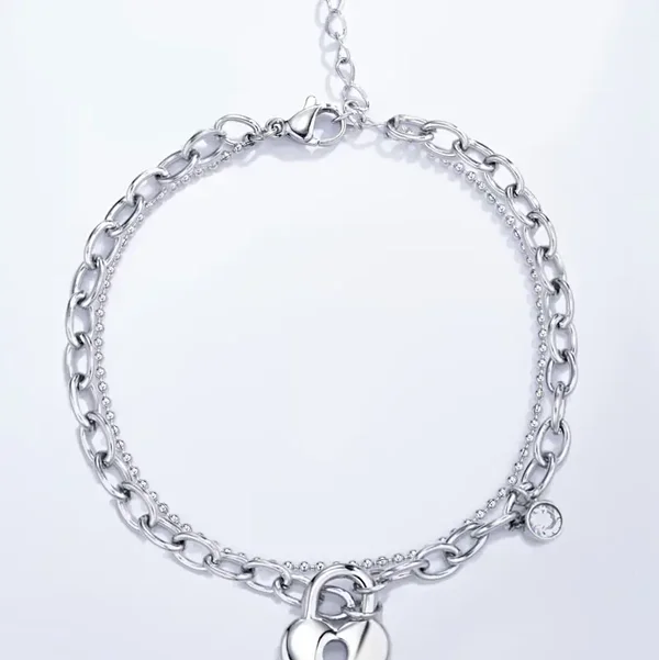 09. Armband - Heart Locket double - RVS - Zilver