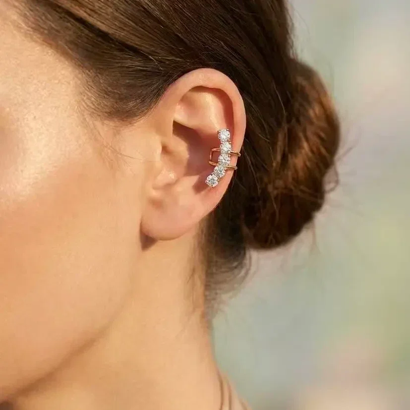 10. Earcuff - Stones Vertical - RVS - Goud