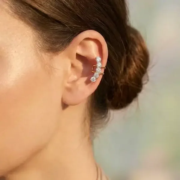 10. Earcuff - Stones Vertical - RVS - Goud