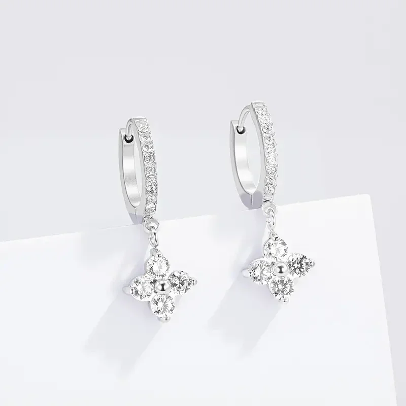 04. Oorbellen - Stones Star Rings - RVS - Zilver