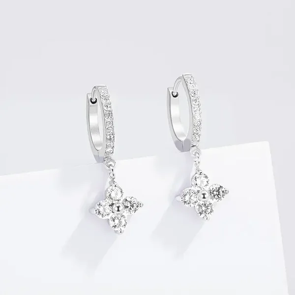 04. Oorbellen - Stones Star Rings - RVS - Zilver