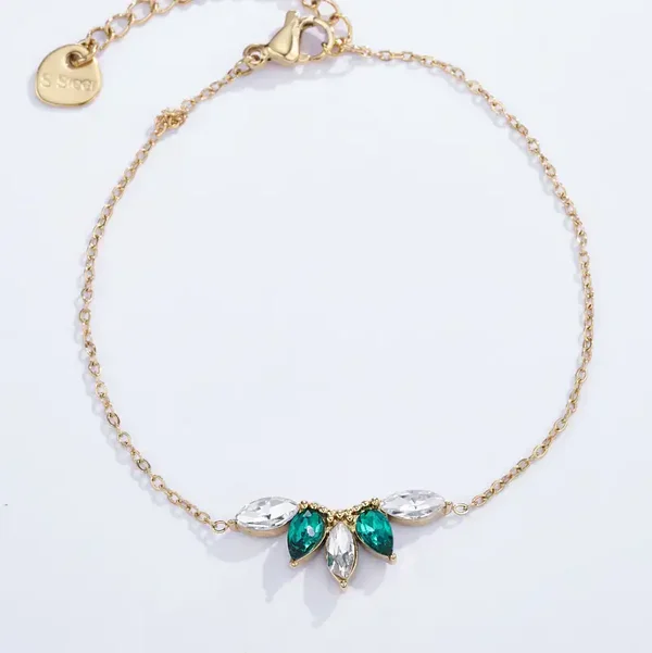 26. Armband - Green half Flower - RVS - Goud