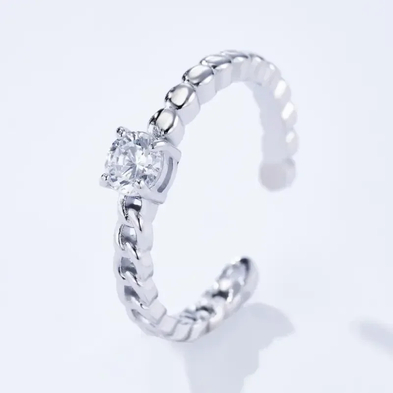 16. Ring - Stone and Round - RVS - Zilver