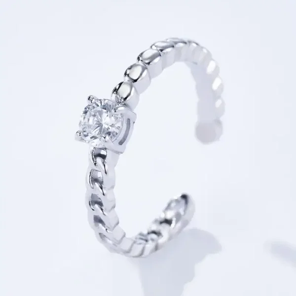 16. Ring - Stone and Round - RVS - Zilver