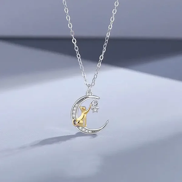 01. Ketting - Cat & Moon - 925 - Zilver