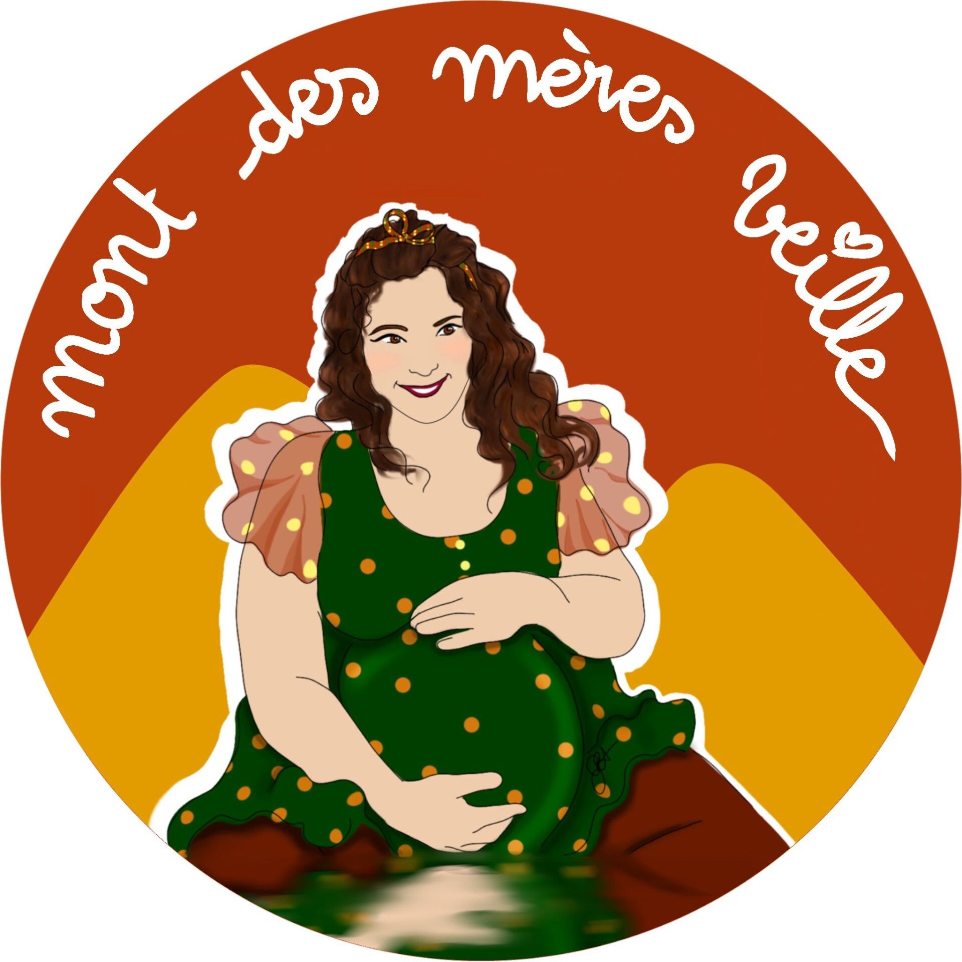 logo mont des meres veille . Montagne . femme enceinte grossesse robe verte a pois