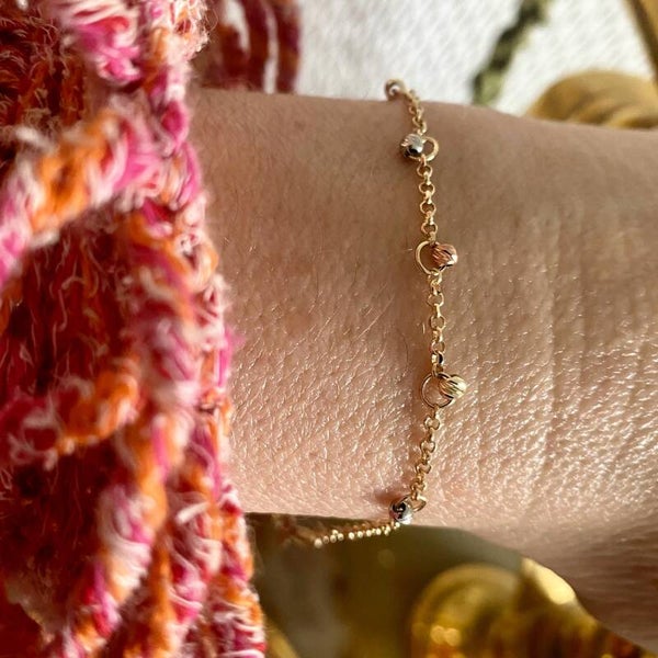 Armband "Kügelchen" 1,5mm Gelbrotweißgold