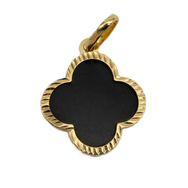 Goldanhänger "BLUME ONYX" mit Öse 25x16mm