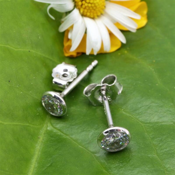 Ohrstecker Paar 12x5mm mit  Zirkonia Weißgold