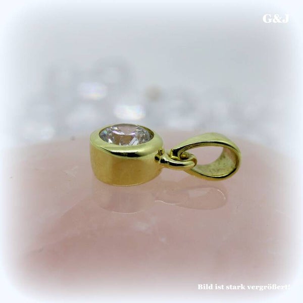 Edler Goldanhänger mit Zirkonia Stein 5mm