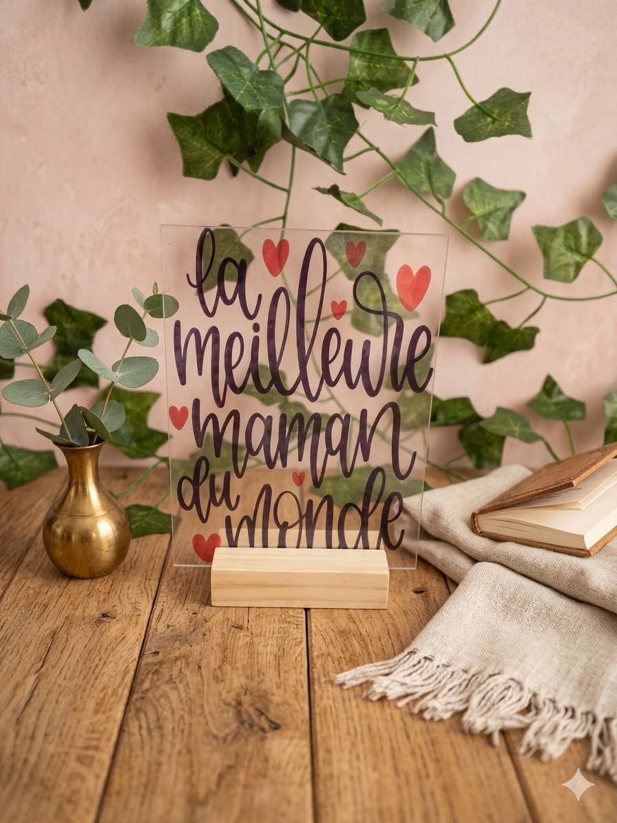 Plaque Décorative "La meilleure maman du monde" - Support Bois