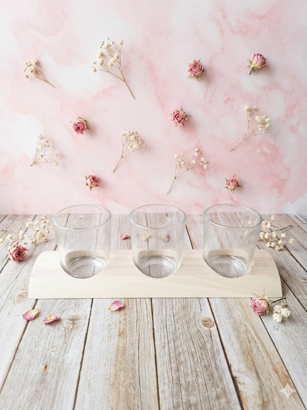 🌸 Soliflore bois noir 3 vases (sans fleurs)