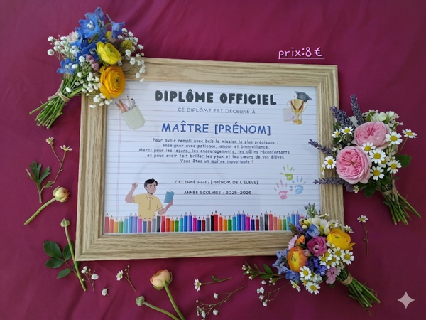​🎓 Cadeau de fin d'année : Le diplôme officiel des super Maîtres & Maîtresses ! 🎒