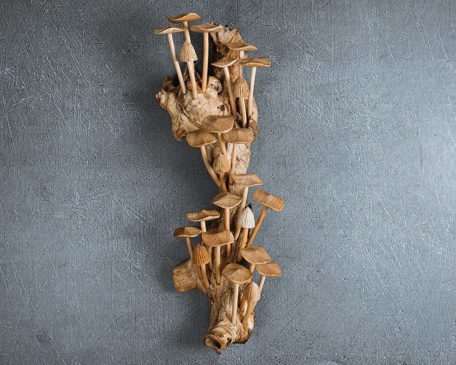 Décoration murale champignon en bois fait main