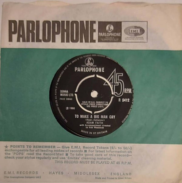 Adam Faith ‎– To Make A Big Man Cry (7")
