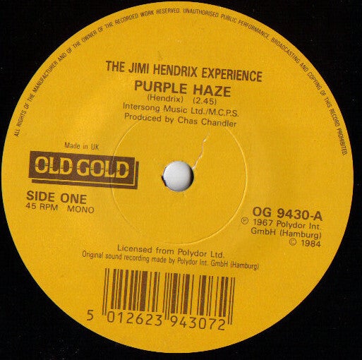 The Jimi Hendrix Experience – Purple Haze / The Wind Cries Mary (7")