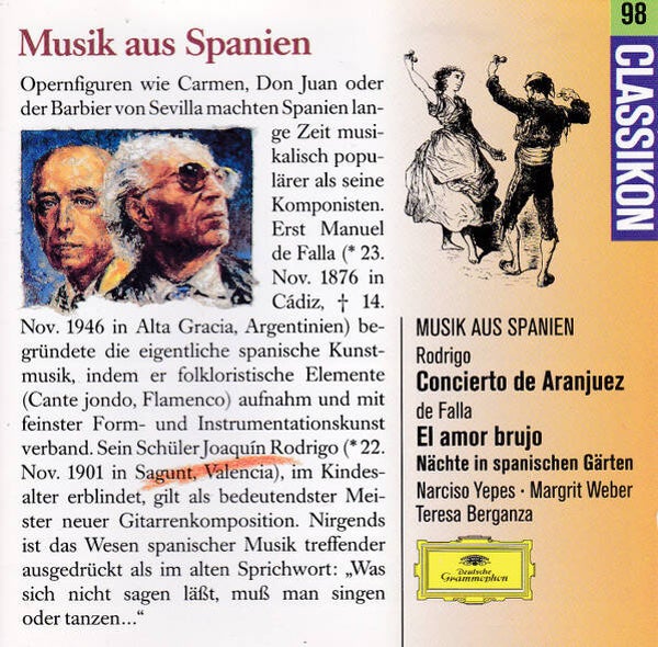 Rodrigo, De Falla - Narciso Yepes, Margrit Weber, Teresa Berganza – Musik Aus Spanien: Concierto De Aranjuez / El Amor Brujo / Nächte In Spanischen Gärten (CD)
