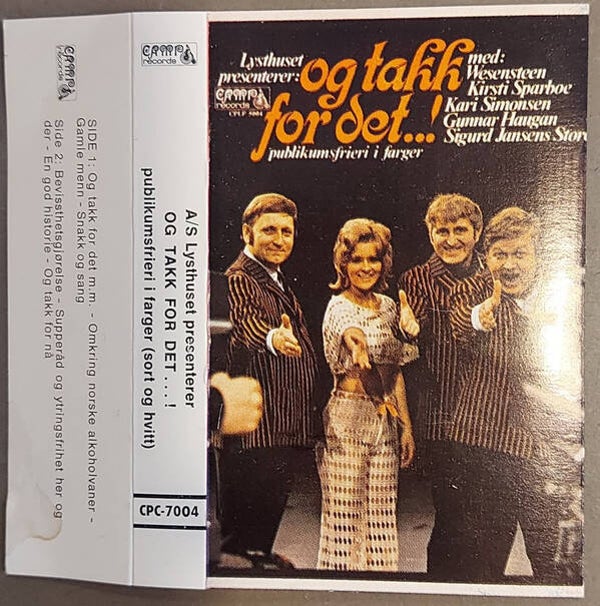 Wesensteen, Kirsti Sparboe, Gunnar Haugan, Kari Simonsen, Sigurd Jansens Store ‎– Og Takk For Det..! (Kassett)