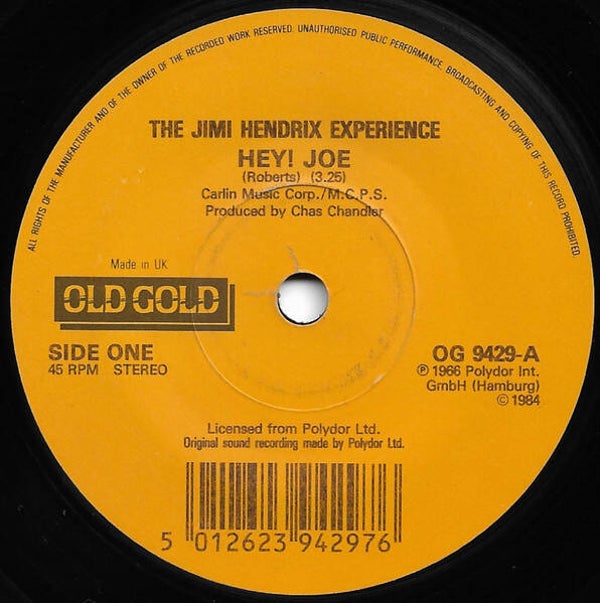 he Jimi Hendrix Experience – Hey! Joe / Stone Free (7")
