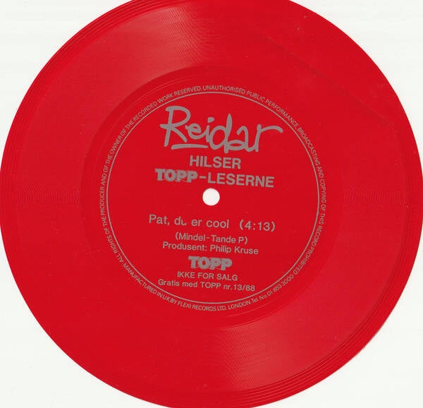 Reidar ‎– Pat, du er cool (7" - Flexi singel)