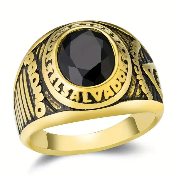 Size : 9 [Luxury Fashion Golden Ring] 316L Stainless Steel Luxury Fashion Golden Ring for Men and Women | Non-Fading Hip Hop Rap Domineering Wealth Jewelry, Suitable for Wedding Parties