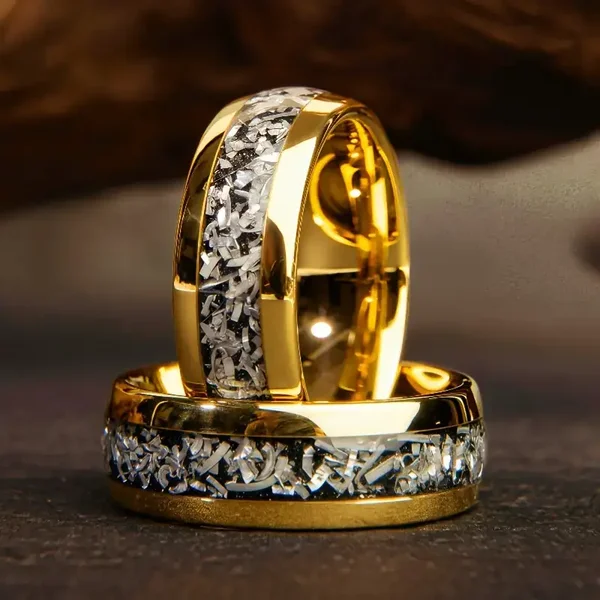 [Golden Men's Ring] Golden Stainless Steel 8mm Men's Ring, Close Fitting and Comfortable for Daily Wear, as a Birthday Gift or Christmas Gift