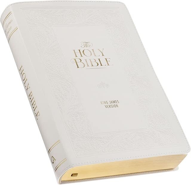 KJV Holy Bible, Giant Print Standard Size Red Letter Edition, Thumb Index Tabs & Ribbon Marker, King James Version, Vegan Leather, White Floral, 14 pt. Type (KJV Standard GP Editions)