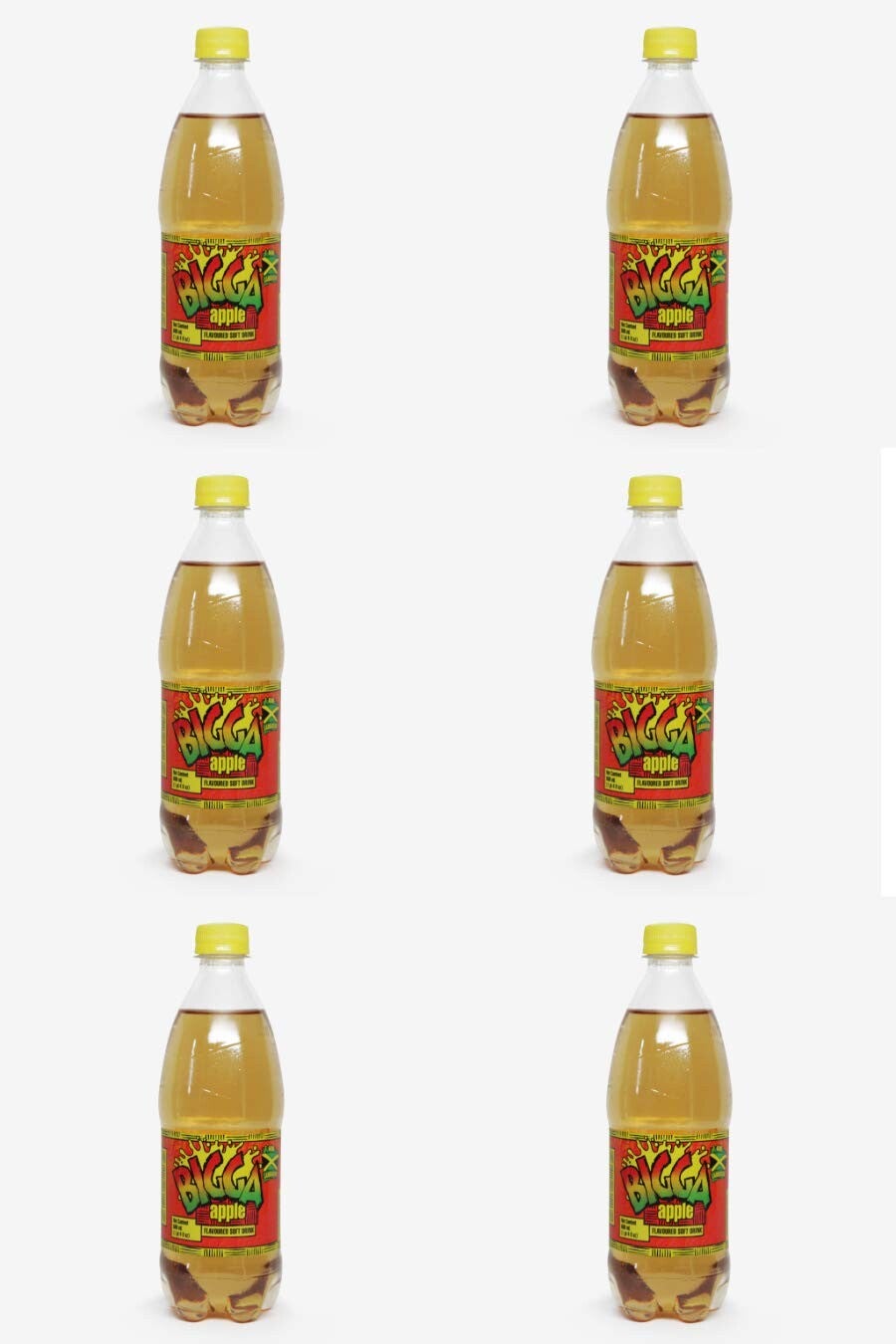 Bigga Jamaican Soda Soft Drink 20oz, 6 Pack (Apple)