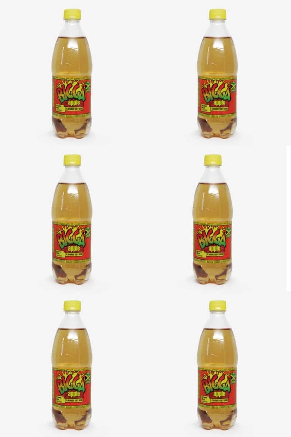 Bigga Jamaican Soda Soft Drink 20oz, 6 Pack (Apple)
