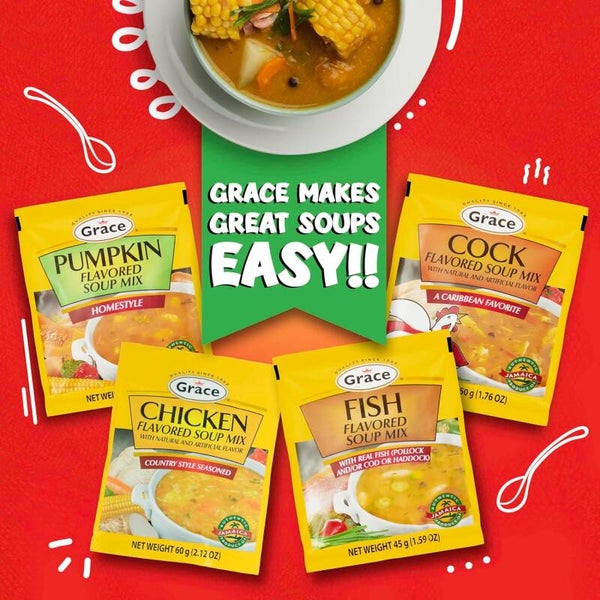 Grace Pumpkin Flavored Soup Mix 1.59oz - 12 Pack Homestyle Jamaican Pumpkin Mix Pumpkin (12 Pack)