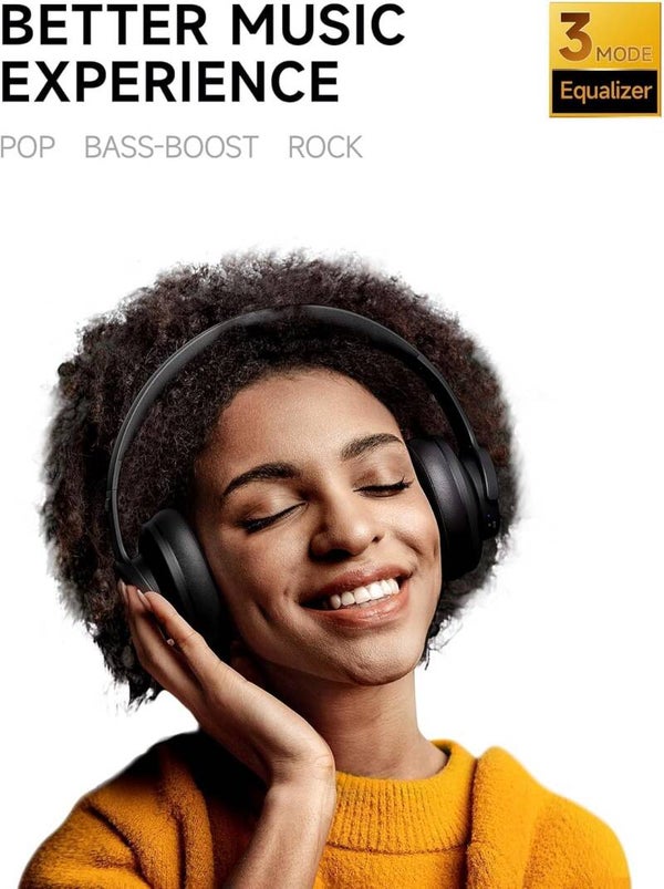 Picun B8 Bluetooth Headphones, 120H Playtime Headphone Wireless Bluetooth with 3 EQ Modes, Low Latency, Hands-Free Calls, Over Ear Headphones for Travel Home Office Cellphone PC Black