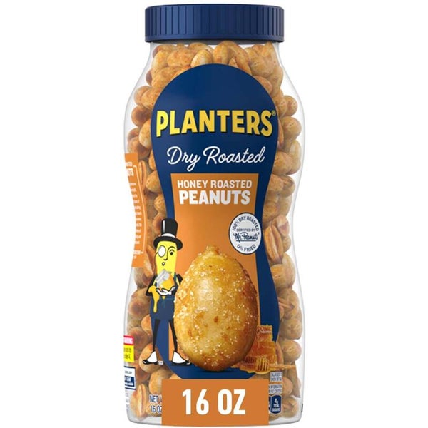 snacks Honey Roasted Peanuts, Dry Roasted Peanuts, Party Snack, Plant-Based Protein, After School Snack, Sweet and Salty, Salted Nuts, Sea Salt & Honey, Snacks for Adults, Kosher, 16oz Jar Honey Roasted 16 Ounce (Pack of 1)