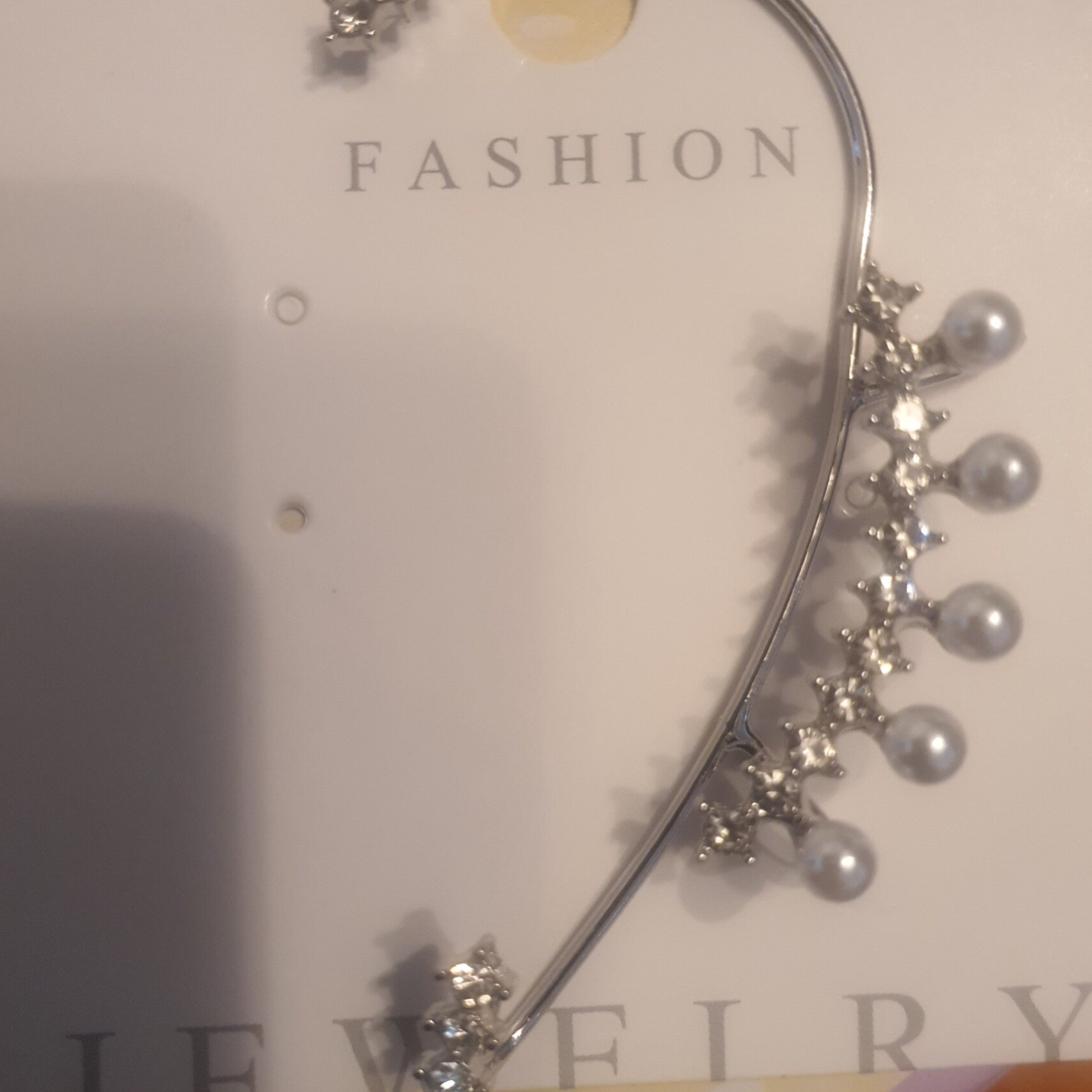 2 Luxurious silver T-one Bow and Wheat Sheaf Ear Cuff Earrings with Synthetic Zirconia and Pearl Accents for Women - Stylish Daily Wear Jewelry, Elegant Jewelry | Chic Ear Cuff | Pearl Embellishment