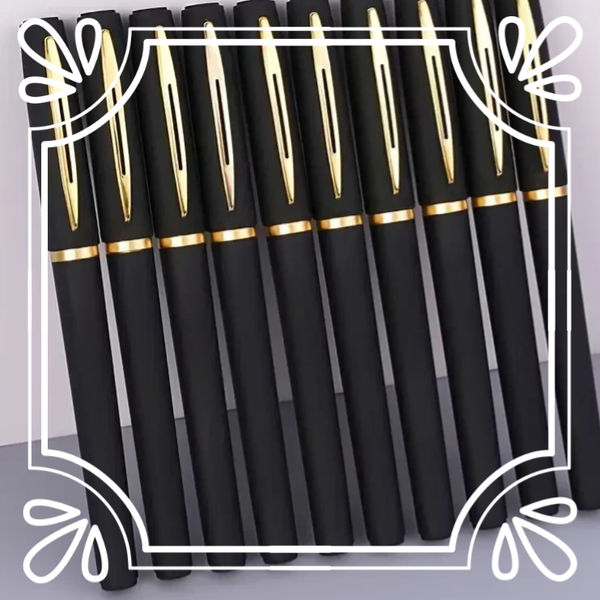 Set of 5 Stylish Black And Golden Neutral Pens - Available in 0.5Mm, 0.7Mm, And 1.0Mm Fine Tips, High Capacity, Perfect for Office Use, Mm Ballpen, Carbon Ink, Ballpoint Pen, Ballpen Set, Colorless Writing Instrument, Colored Ballpoint Mm, School Supplies