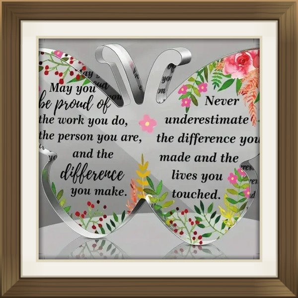 Elegant Butterfly-Shaped Acrylic Keepsake with Inspirational Message - Ideal Thank You or Farewell Gift for Women, Coworkers, Nurses, Teachers - Colorful Floral Design, Battery-Free Operation, Butterfly Decorations