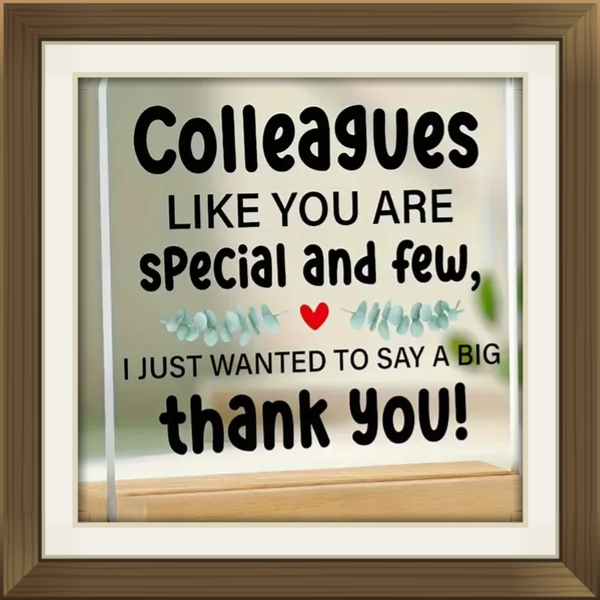 2D Flat, 1pc Heartfelt Thank You Desk Sign - Elegant Black & Red Lettering, Acrylic with Wooden Base Office Decor Gift for Colleagues Managers Employees Birthday Retirement Promotion Presents Home or Workplace Accessories